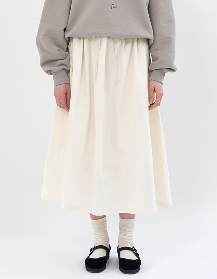 FLUID) Drawstring Flared Skirt (Cream) 3차 재입고