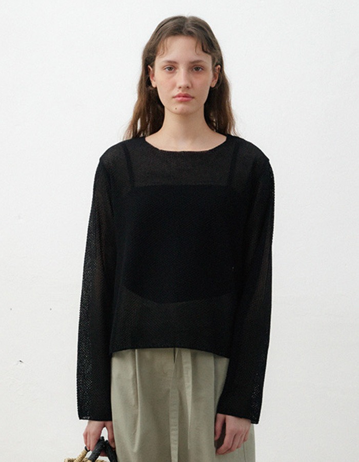Verscent) Square waffle knit pullover (black) 4차 재입고