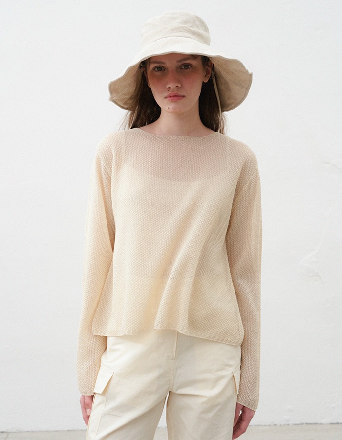 Verscent) Square waffle knit pullover (butter) 4차 재입고